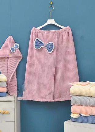 Набор полотенца халат женский микрофибра шарпей + шапочка