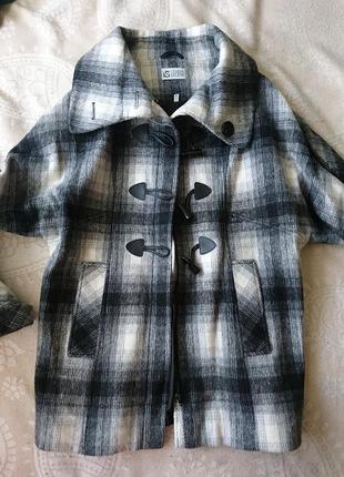 Пальто черно белое в клеточку