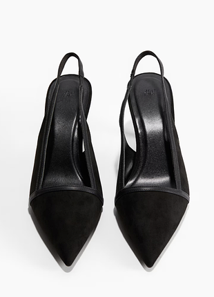 Витончені чорні слінгбеки на підборах зі штучної замші