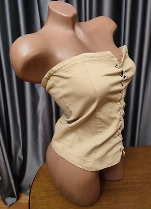 Натуральный топ на шнуровке и молнии