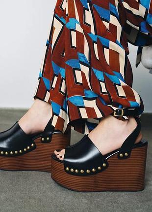 Кожаные босоножки женские черные zara new