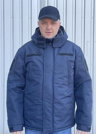 Зимняя куртка темно-синего цвета с креплением для шевронов