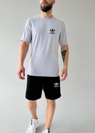 Мужской летний костюм adidas серый