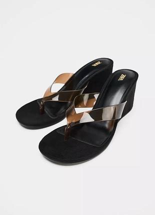 Виниловые босоножки женские zara new