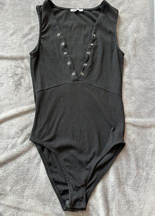 Боди с шнуровкой рубчик декольте