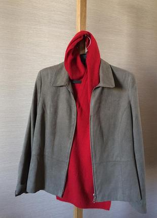 Женский жакет оливковый замша искусственная