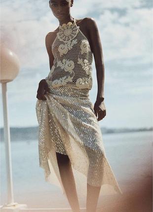 Топ з кружева кроше з горловиною халтер