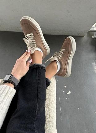 Кросівки бежеві, натуральна замша