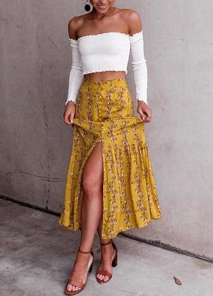 Юбка желтая яркая длинная