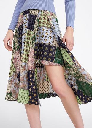 🥰 атласная ассиметричная юбка с разрезом zara
