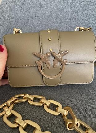 Кожаная сумочка pinko оригинал оливковый сумка