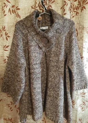 Вязной меланжевый кардиган для полной госпожи батал стан новой вещи