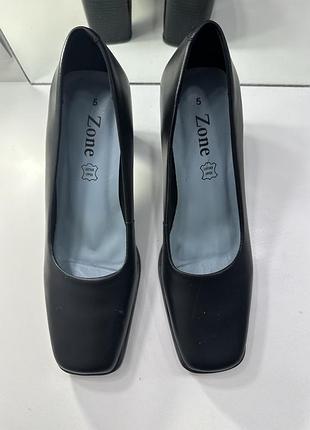 Туфли кожаные черные на каблуке. zone бразили