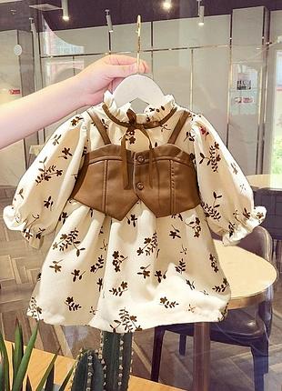 Красивое теплое платье с кожаной жилеткой (экокожа)(5)