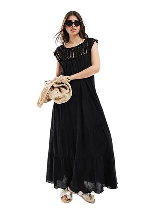 Велика чорна сукня  виконана гачком asos design
