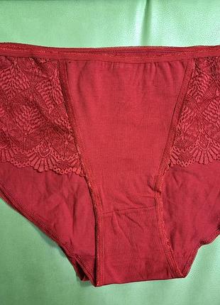 Трусы женские слипы хлопок с кружевом, 3xl.