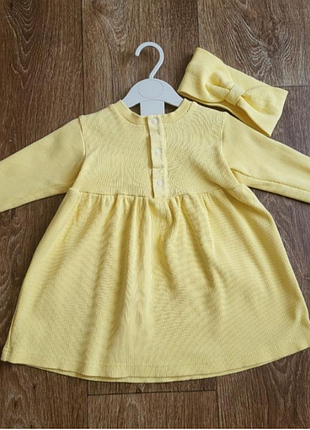 Комплект на дівчинку, плаття та пов'язка на голову, розмір 86