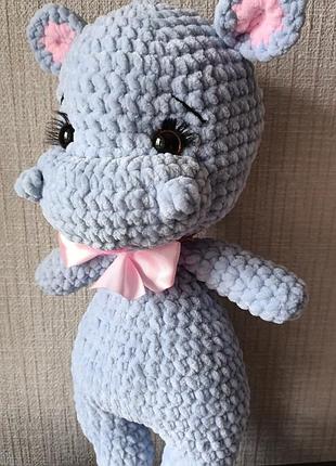 Плюшевый бегемотик ручной работы