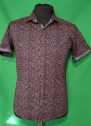 Фирменная мужская рубашка с коротким рукавом giorgio armani, размер l (возможно на м)