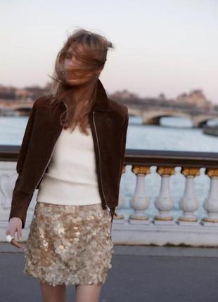 Бежева спідниця з паєтками zara new