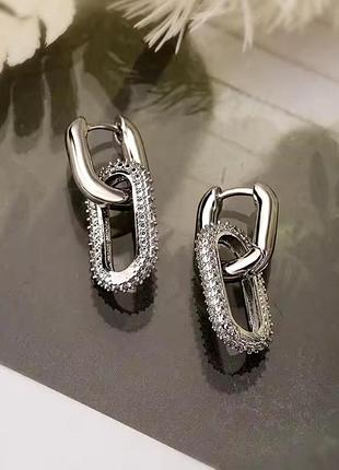 Блискучі жіночі геометричні сережки, подвійні сережки-кільця