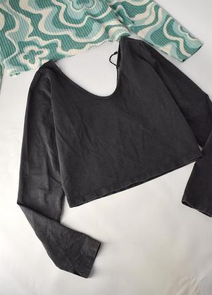 Серый топ zara с длинным рукавом xl