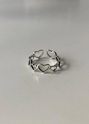 Серебряное кольцо сердечка