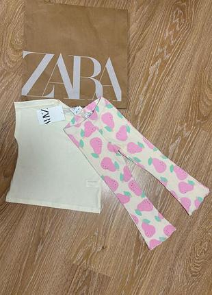 Костюм zara летний 4 года/104 см футболка/леггинсы рубчик