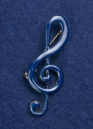 Броша скрипічний ключ золотого металу і емаль 56х22м+-