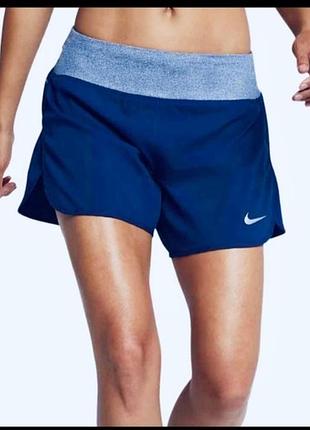 Женские шорты nike® 3" dri-fit® rival, синие, спортивные на подкладке 44 размер