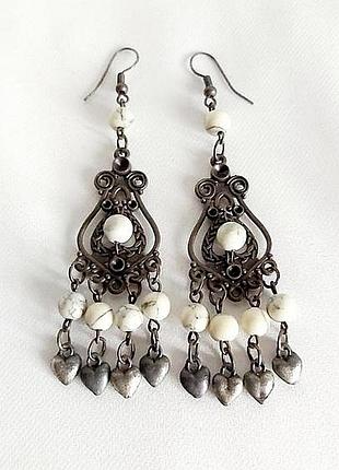 Сережки вінтаж натуральний камінь