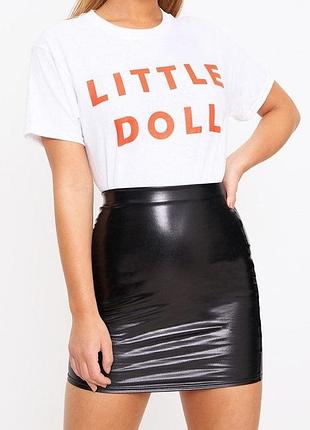 Виниловая юбка кожаная юбка латексная юбка prettylittlething