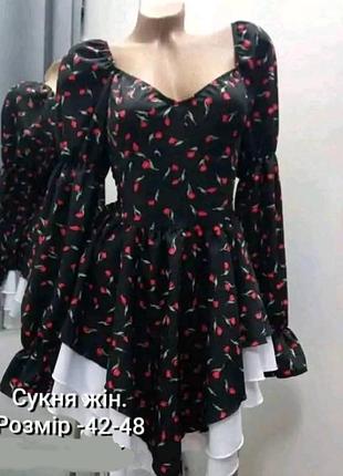 Сукня жіноча стильна тренд принт вишеньки