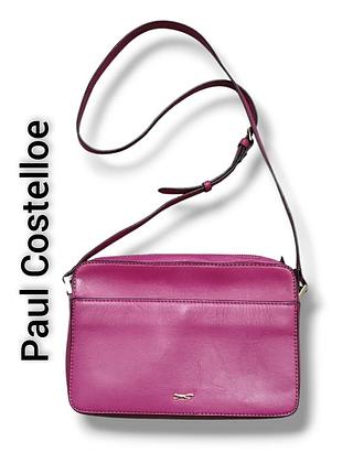 Сумка кожаная paul costelloe малинового цвета
