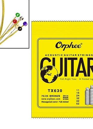 Струны для акустической гитары 6шт 11-52", 0.28-1.32мм, orphee tx630