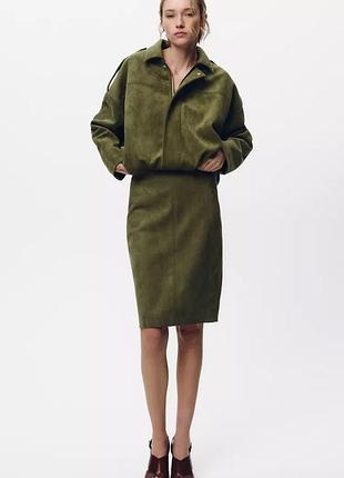 Юбка женская замшевая хаки zara new
