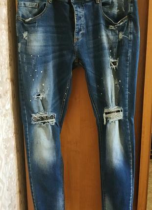 Джинсы alessandro zavetti, зауженные, стрейч, (dsquared) р.36