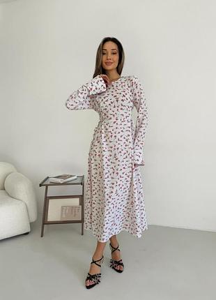 Платье миди с цветами 2 цвета