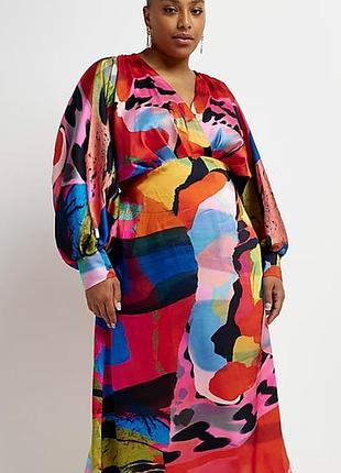 Шикарное яркое платье миди 56 размер
