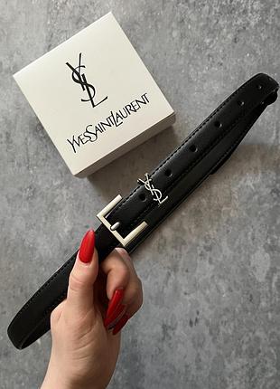Женский черный качественный узкий ремень в стиле ysl yves laurent / женcкий чёрный узкий ремень в стиле yves laurent