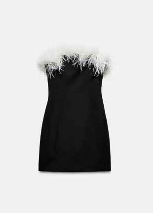 Zara фантастическое мини платье с перьями