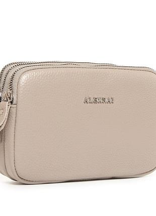 Сумка шкіряна жіноча клатч alex rai 60061 pale grey