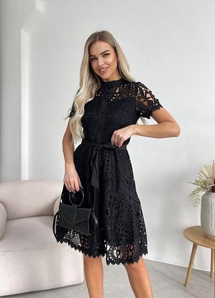 Жіноча чорна гіпюрова сукня | 312