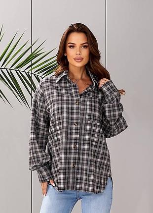 Женская фланелевая рубашка в клетку | 1050