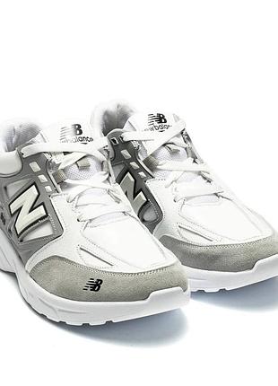 Кросівки чоловічі шкіряні демісезонні  new balance колір білий, сірий