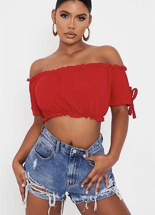 Кроп топ червоний з відритими плечима