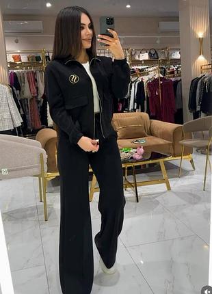 Модный стильный женский прогулочный костюм с кофтой на змейке 3003-мо