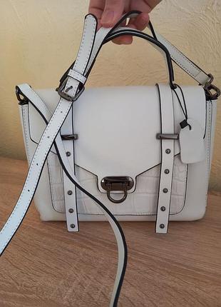 Сумка женская кожаная белая маленькая
