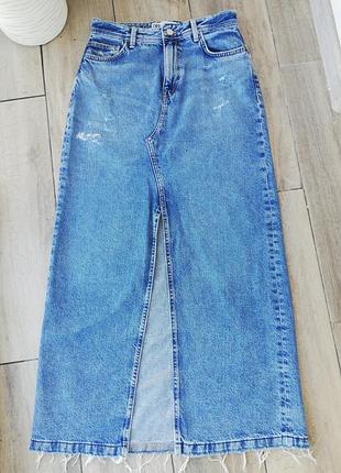 Джинсовая юбка с рупоркой zara s