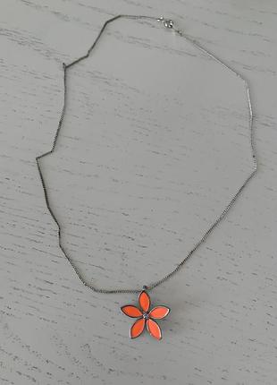 Цепочка ланцюжок намисто з квіткою срібна